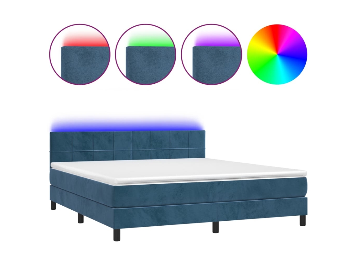 Box Spring Bed, Box Spring Beds Vidaxl Azul Veludo (160 X 200 Cm)