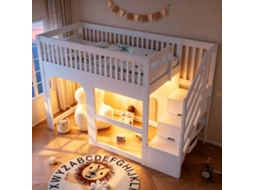 Cama Alta Para Crianças Madeira Branco 90x200 Cm