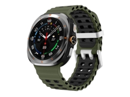 Bracelete para Samsung Galaxy Watch Ultra Silicone Duas Cores Fivela Prateada e Furos Duplos Verde exército e Preto XIAOMOYU