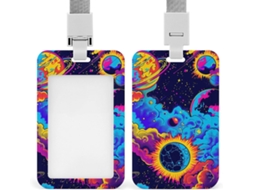 Porta Crachá Com Cordão, Design Retrô Espacial, Porta Crachá, Porta Crachá, Capa Protetora Vertical Cartão