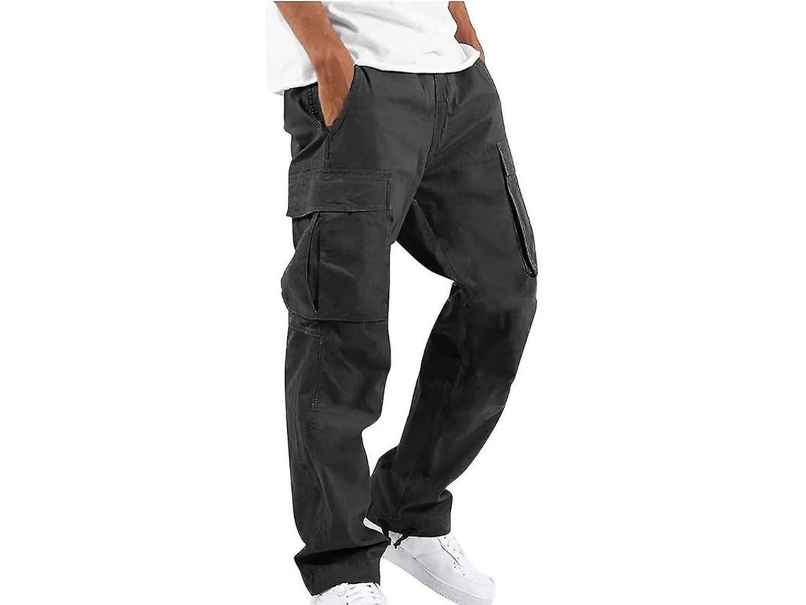 2026 calças Masculinas Casuais Solidas com Múltiplos Bolsos para Exterior, Esporte, Verão, Outono e Primavera S Negro