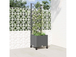 Vidaxl Vaso De Jardim Com Treliça E Rodas Cinzento-claro Pp