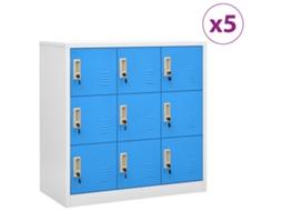 Vidaxl Cacifos 5 Pcs 90x45x92,5 Cm Aço Cinzento-claro E Azul