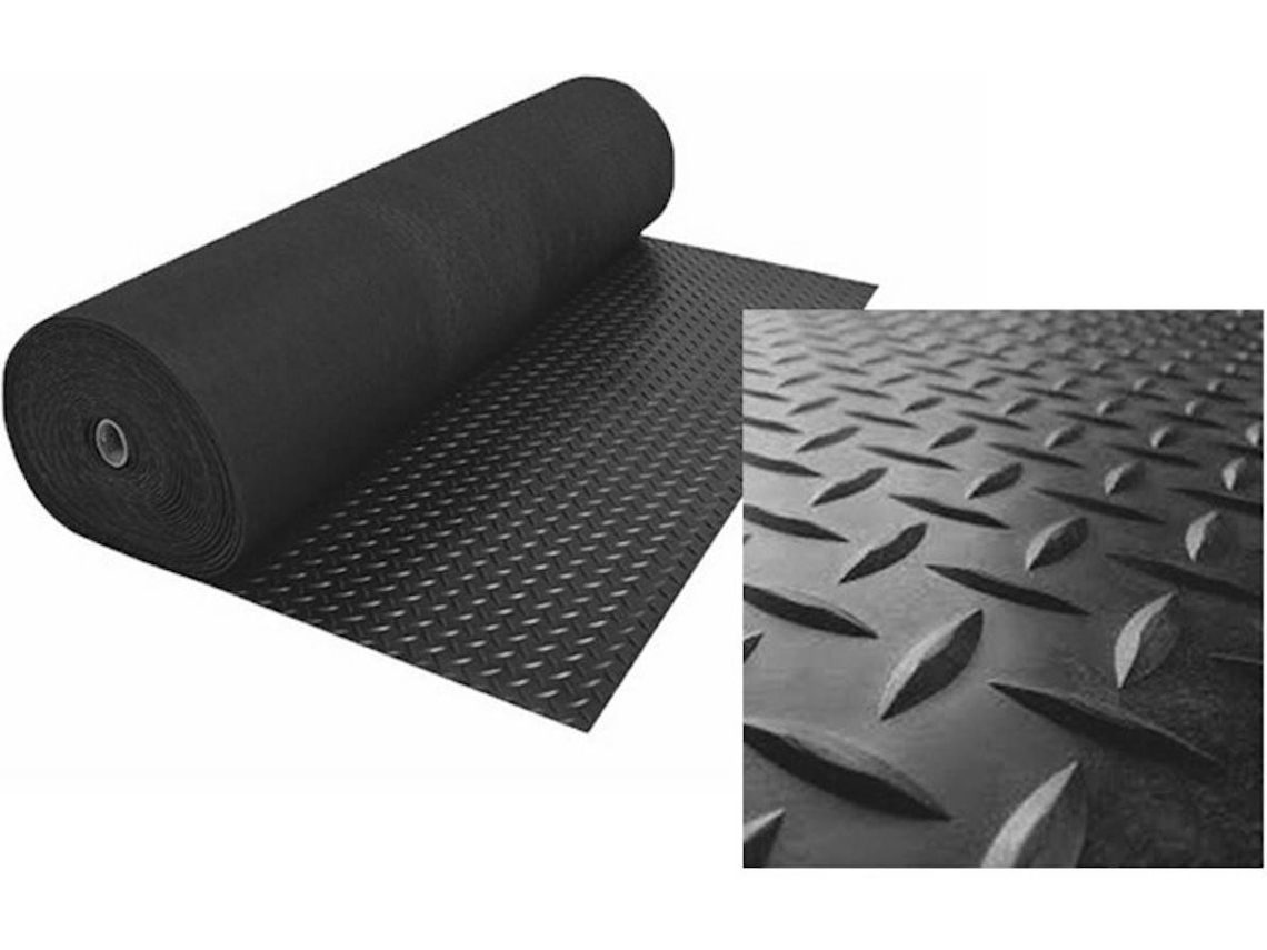 Revestimento Antiderrapante - Diamante Preto - 1mm - 140x300cm - Composição 100% PVC - Pavimento PVC - Piso de Borracha