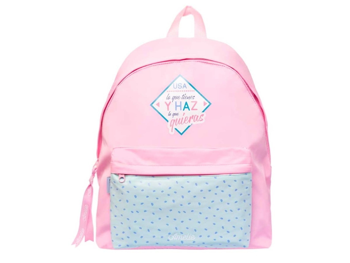 Mochila Escolar Em Poliéster Coleção Pastel 2 Compartimentos Leve