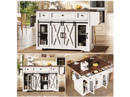 Carrinho De Cozinha 91 Cm Com Bancada Extensível E Ligação Elétrica Branco