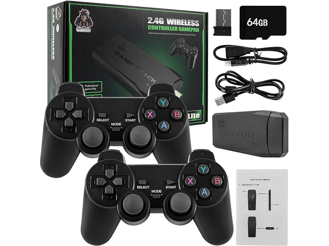 Console de videogame retrô de 2024 com HDMI 4K e 2 controles sem fio, novo. Brilvibera
