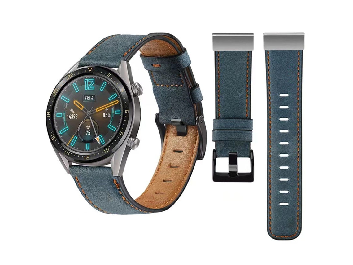 Bracelete Vintage Leather para Garmin vivomove 3 Azul