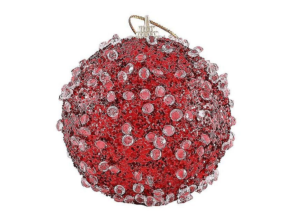 2/4pcs Bolas De Natal De 8cm Com Lantejoulas Brilhantes Para Decorar Árvore De Natal E Festas 2023 4 Peças Rojo 1