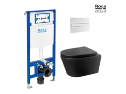 ROCK DUPLO PACK PACK BACIA FLOCADA E PUSH PL7 BRANCO MATTE COM SANITÁRIO SUSPENSO Eclipse Preto sem aros da AQUA