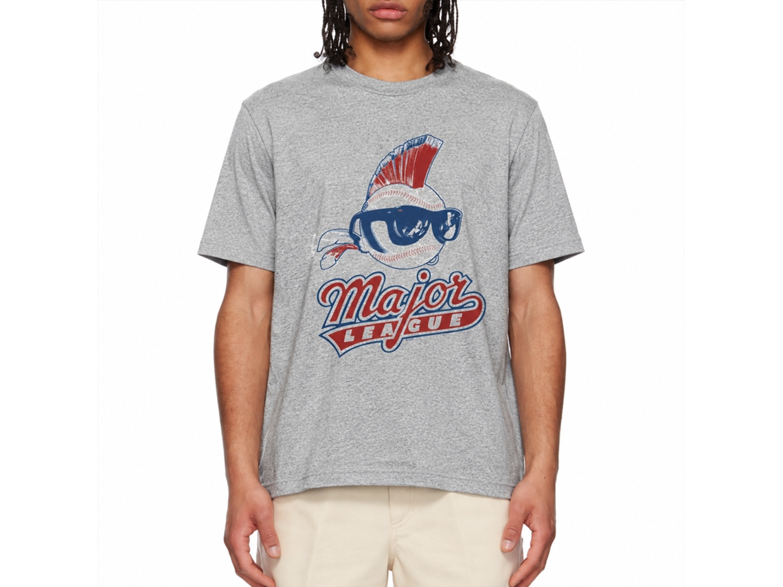 Rockinstone Major League Logo And Ball Gray Heather T-shirt Size:l