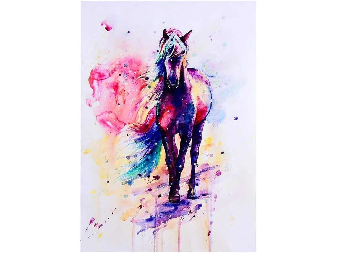 Arte Parede Decoração Pintura Óleo Tela Áquarela Cavalo Animal Lar Sala Comedor Hotel Exposição