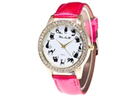 Relógio Feminino de Quartzo Analógico com Strass Rose Red Moda Elegante