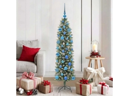 Vidaxl Árvore Slim De Natal Artificial Verde E Branco 150 Cm