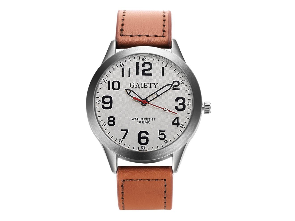 Reloj De Pulsera Analógico Para Hombre Con Caja De Aleación Y Correa Pu Marrón Claro