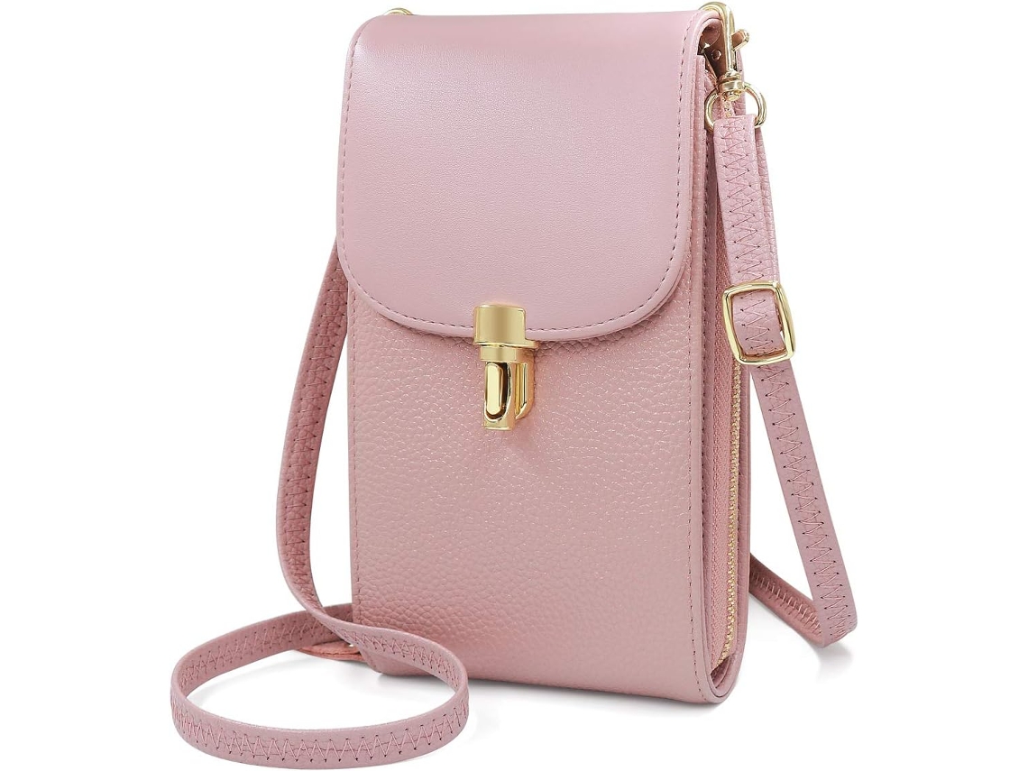 Mala De Ombro Crossbody Para Telemóvel - Bolsa Feminina Em Pele Pu - Rosa