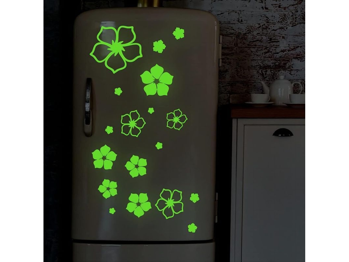 Adesivos de Parede em Forma de Flor, Brilho no Escuro, Holográfico, Decoração de Quarto de Adolescente