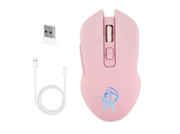 Rato Yizhood Jogo Óptico Led Silencioso 1600dpi 2.4g Usb Sem Fio Para Laptop Pc Rosa