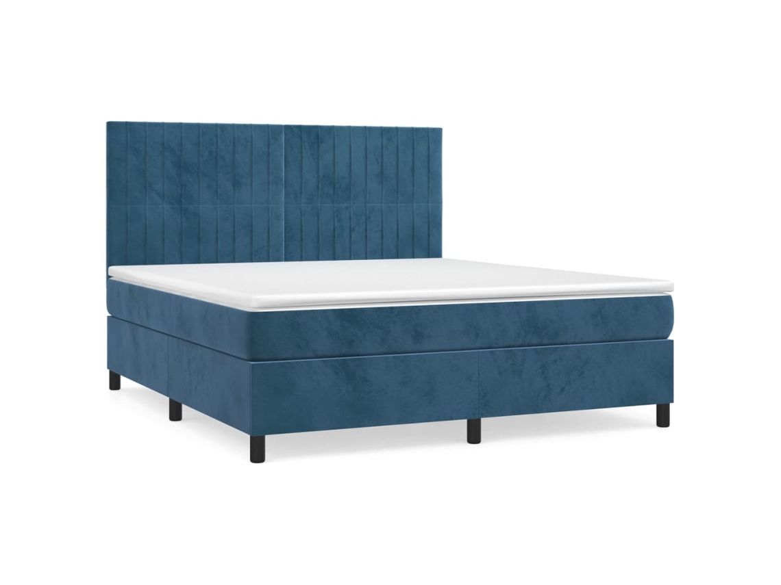 Cama com Molas/colchão 160x200 Cm Veludo Azul escuro MAISON EXCLUSIVE