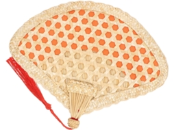 Leque Redondo Palha Trigo Trançada Dobrável Vermelho Portátil Verão Decoração Tradicional Chinesa Refrescante GOKOCO