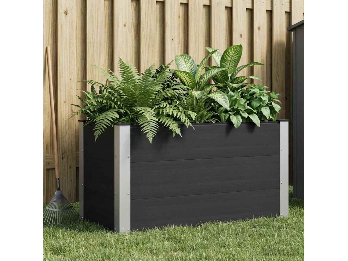 Vidaxl Canteiro De Jardim Elevado Preto 100 X 50 X 54 Cm