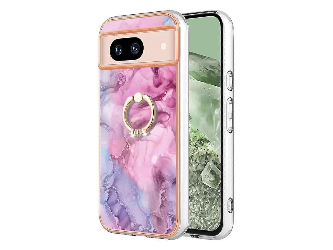 Capa De Celular Imd Dupla Face Com Anel E Acabamento Em Mármore Galvanizado