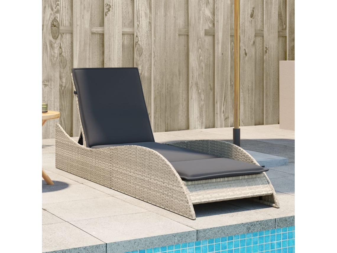 Vidaxl Espreguiçadeira Com Almofadão 60x205x73 Cm Vime Pe Cinza-claro