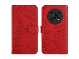 Capa De Celular Em Couro Sintético Com Textura De Borboleta E Peônia Para For Honor Magic4 Lite 5g