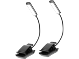Conjunto De 2 Luminárias Leitura Led Recarregáveis Nolitoy, Design Equilibrado, Plástico Preto, Brilho Ajustável, Para