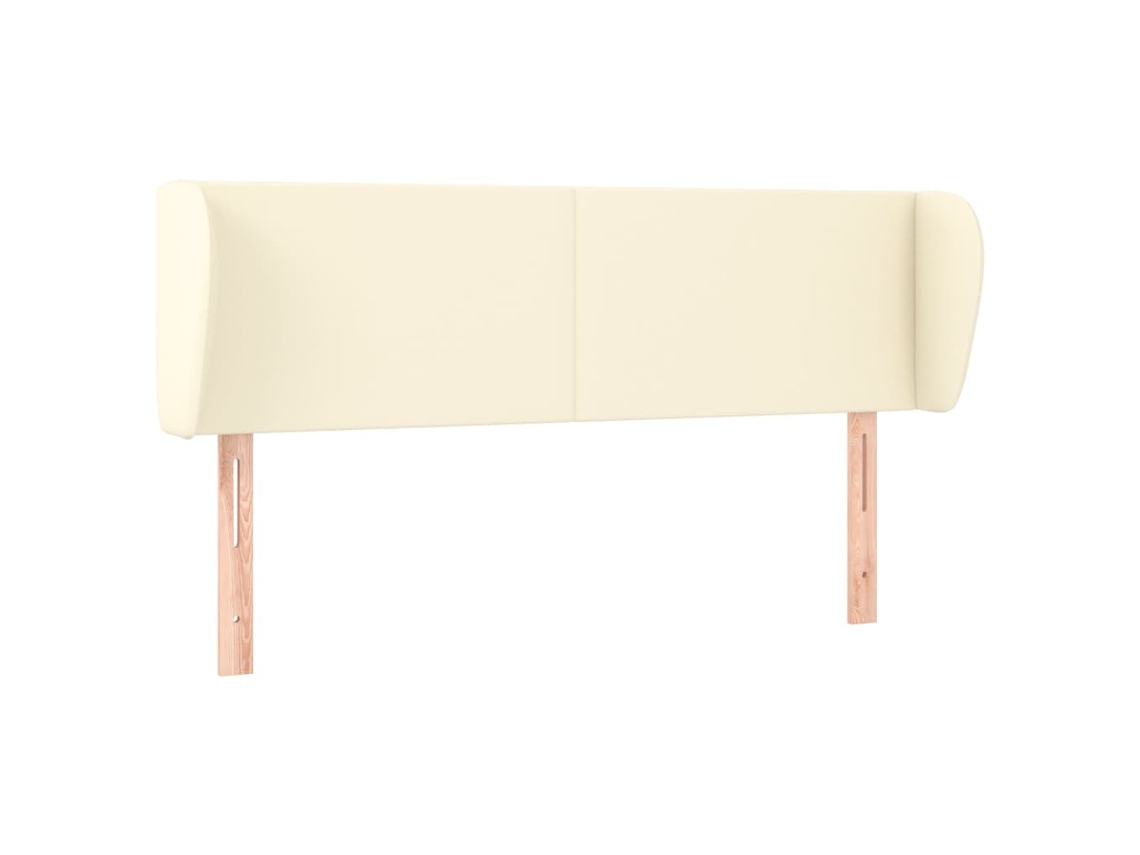Cabeceira de Cama com Abas Couro Artificial 147x23x78/88cm Creme MAISON EXCLUSIVE