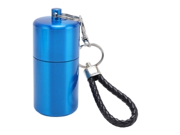 Tubo de Almacenamiento Metálico Airtight Con Tapa Llavero Aluminio Impermeable para Camping Outdoor Azul