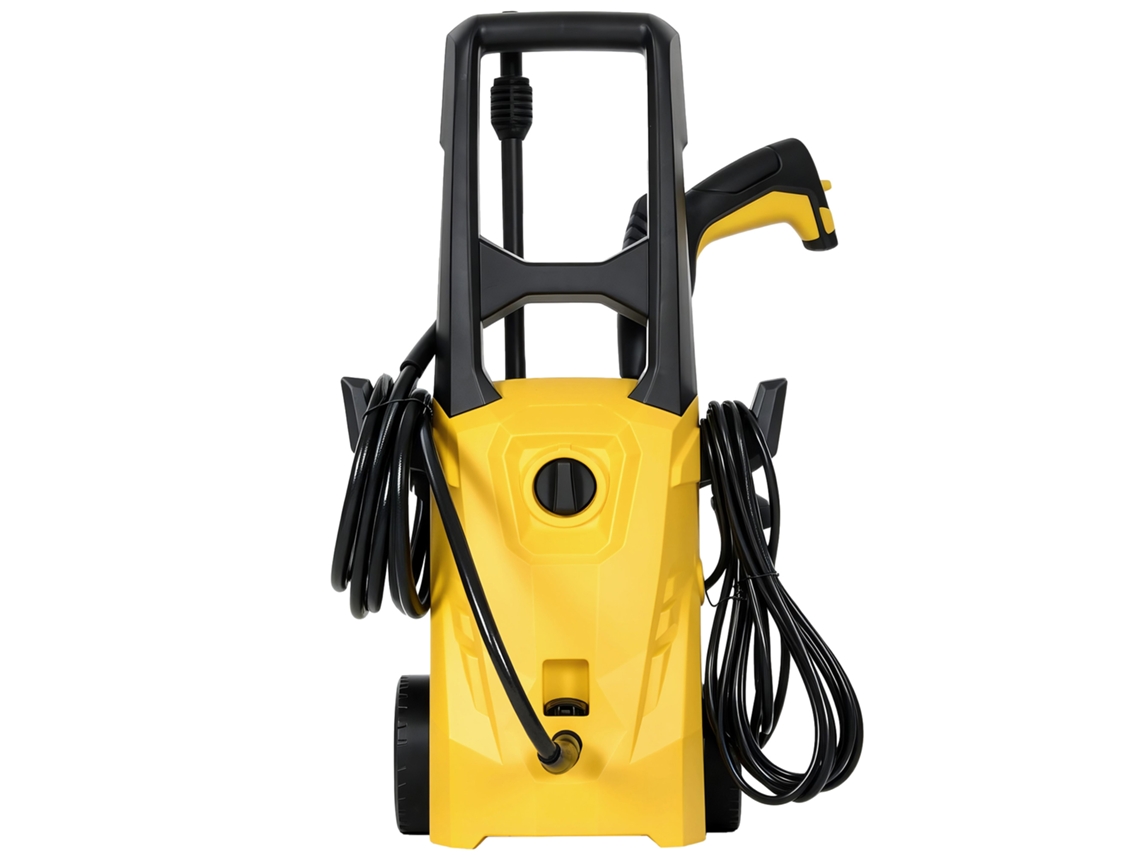 Lavadora De Alta Pressão 1600w 100 Bar Caudal 390 L/h Com Bocal Ajustável E Rodas 29,5x22x60 Cm Amarelo