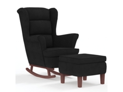 Rocking Chair With Stool, Rocking Chairs With Stools Vidaxl Preto Veludo