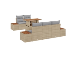 Conjunto 6 Conjunto De Jantar Para Jardim Vidaxl Bege Vime Pe (100 X 55 X 73 Cm)