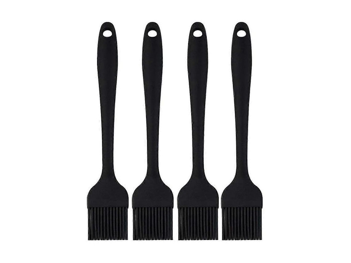 Conjunto De 4 Pincéis De Silicone Para Cozinha, Resistente Ao Calor, Fácil De Limpar, Ideal Para Barbecue, Bolo E Massas Preto