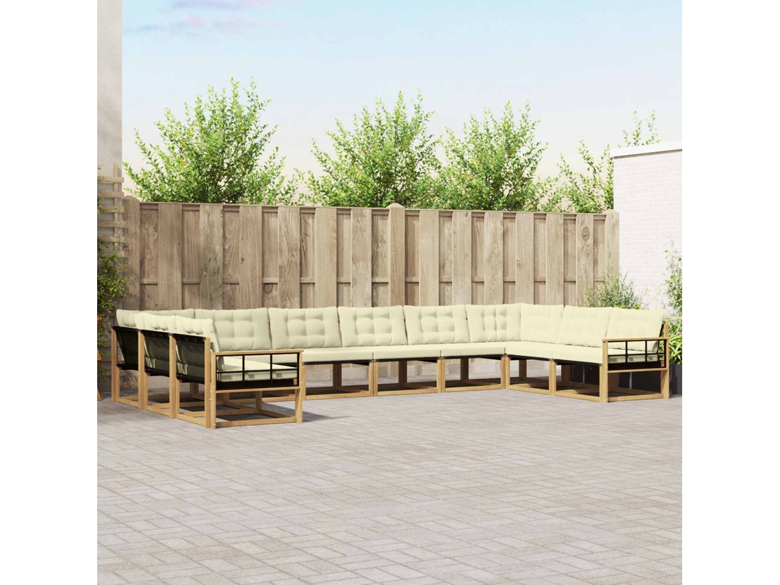 Vidaxl Conjunto De Sofás Para Exterior 10 Unid. Branco E Creme