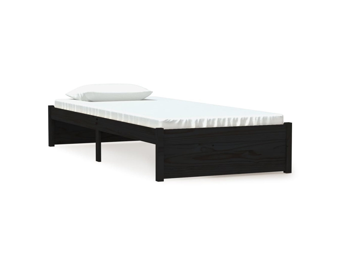 Estrutura Cama Pequena Solteiro 75x190 cm Madeira Maciça Preto MAISON EXCLUSIVE