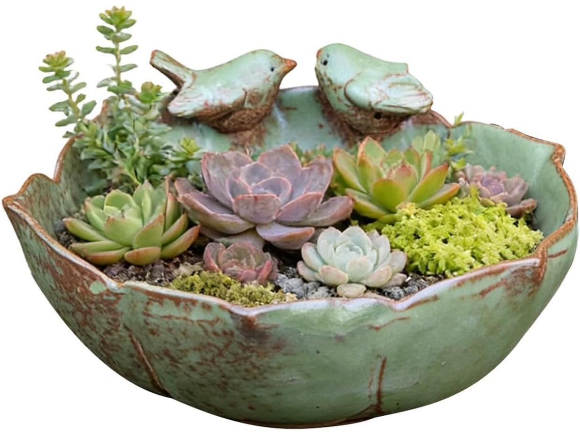 Bebedouro Para Pássaros De Cerâmica, Grande Dispensador Decorativo, Para Jardim, Pátio, Varanda.