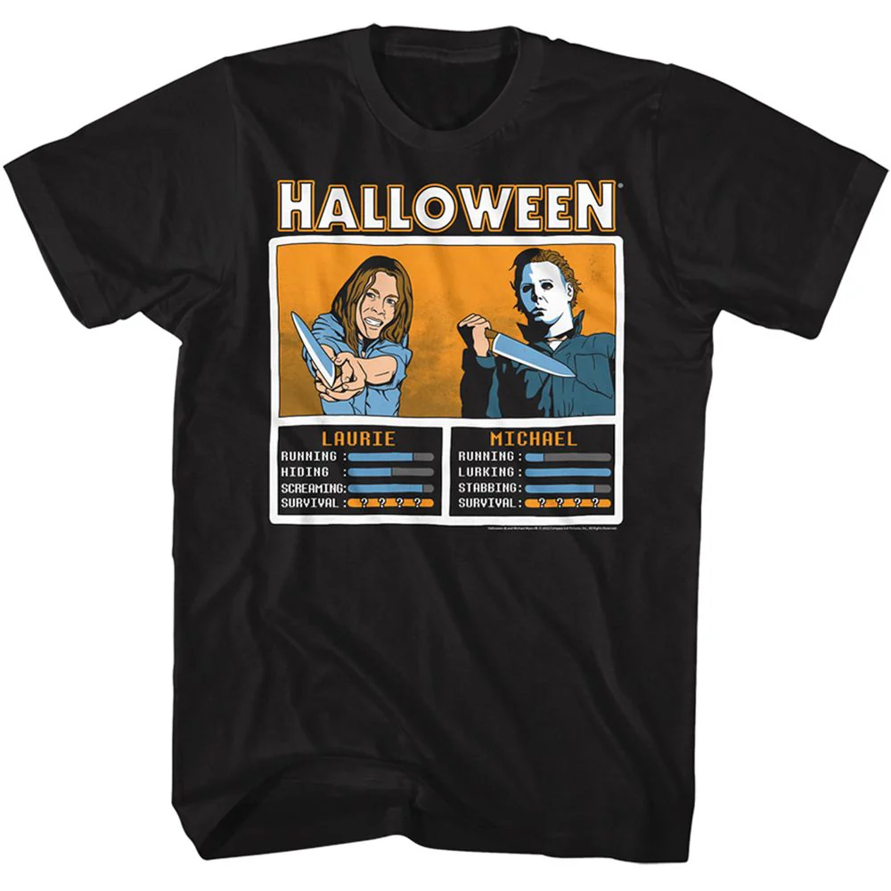 Unisex Adult T-shirt Rockinstone Halloween Movie Laurie Vs Michael Face Off Black Sizexxl