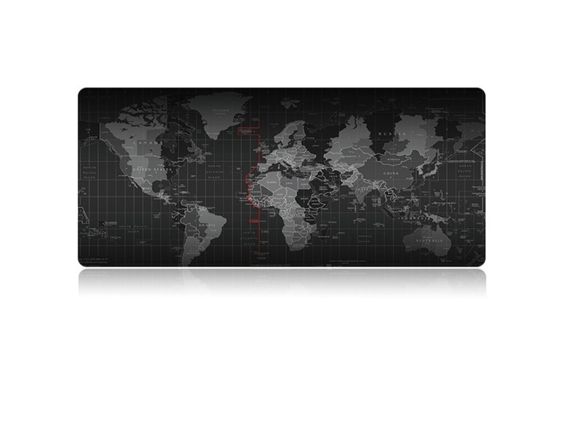 Mousepad Com Mapa Mundi 80x30cm - Preto