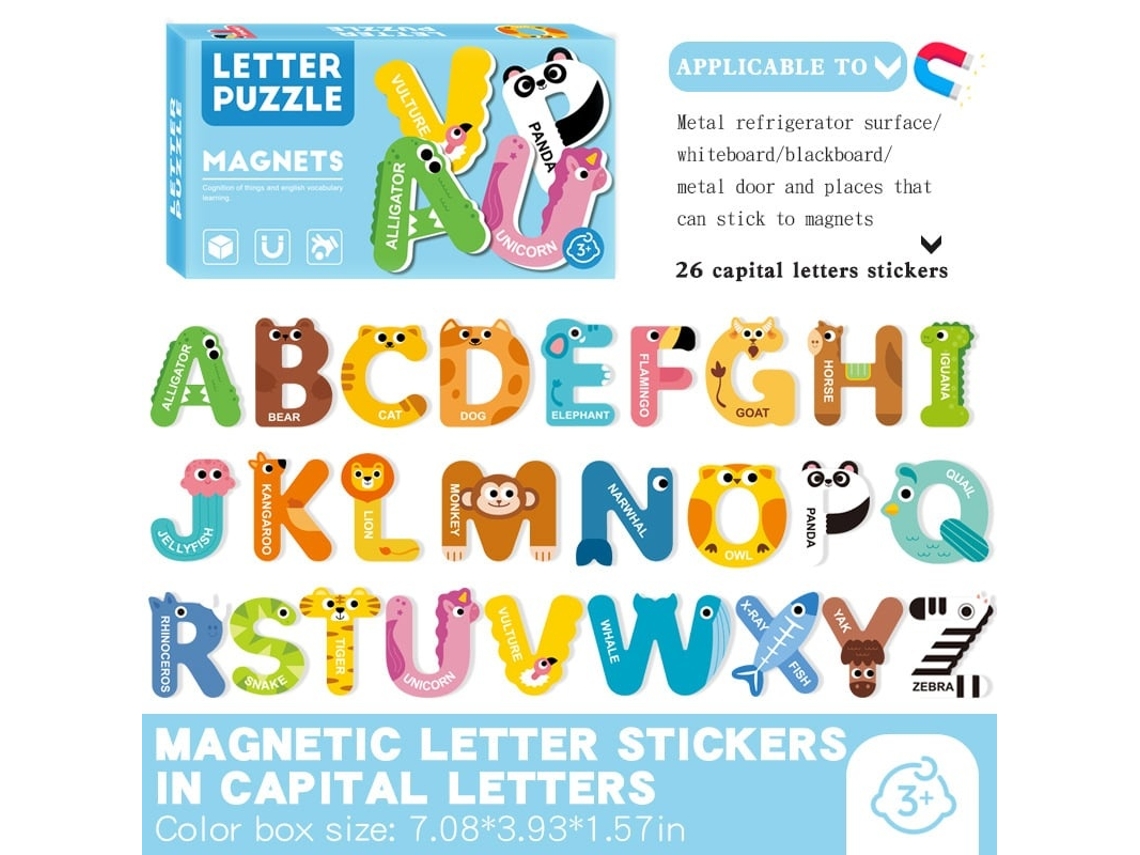 Puzzle Educativo Quebra-cabeças Magnético Infantil De 3 A 6 Anos, Quebra-cabeças Educacional Infantil Com Letras E Números De Animais Lurelia