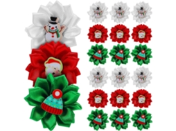 Conjunto De 30 Tiaras Natalinas Cães Com Flores E Elásticos