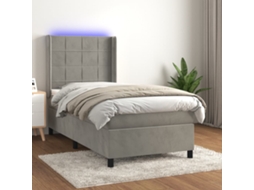 Vidaxl Cama Box Spring C/ Colchão/led 100x200 Cm Veludo Cinzento-claro