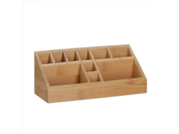 Porta-canetas Relaxdays, Organizador Angular Em Bambu, 10 Compartimentos, Design Moderno, 9,5 X 23 X 9 Cm, Natural