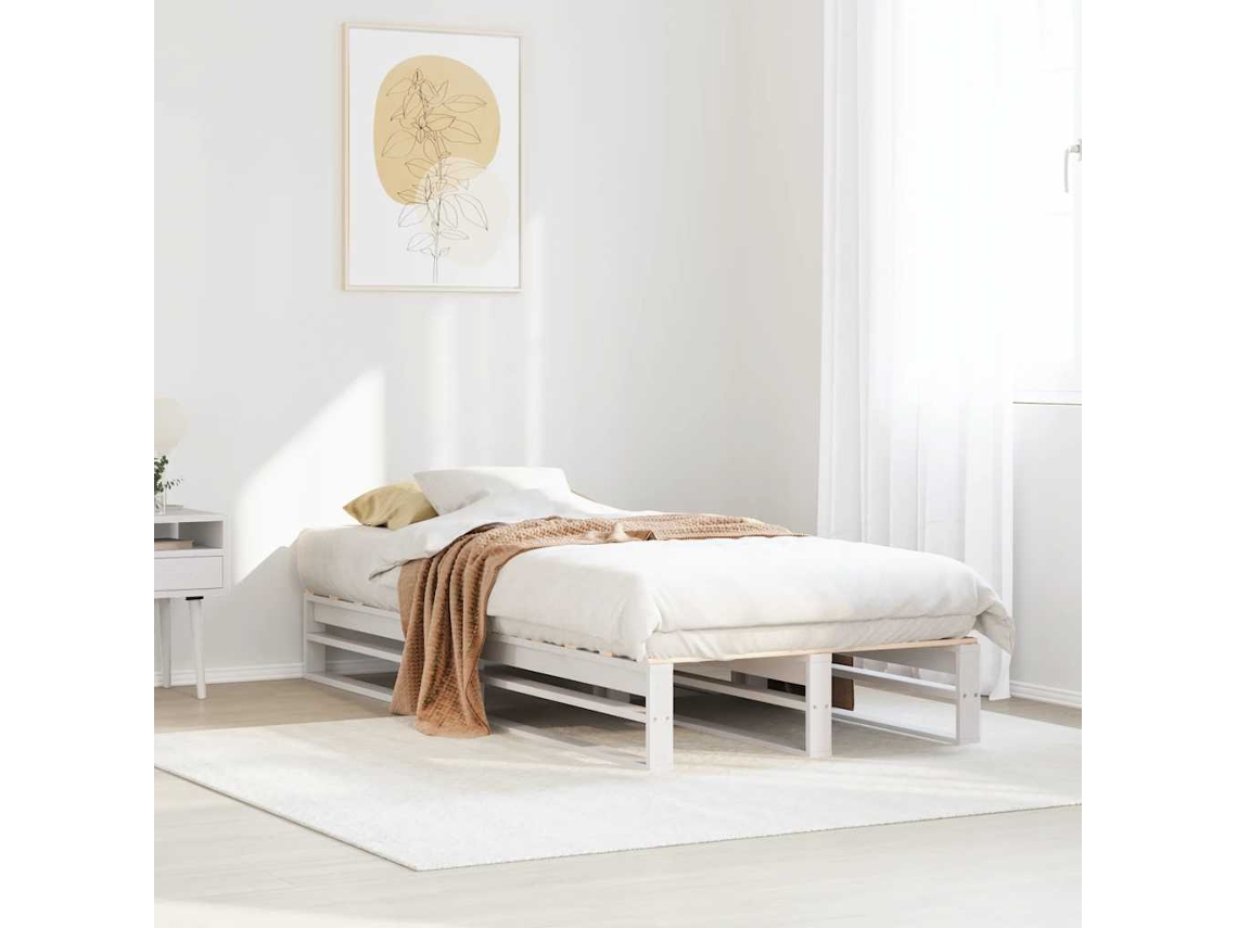 Vidaxl Cama Sem Colchão 90x200 Cm Madeira De Pinho Maciça Branco