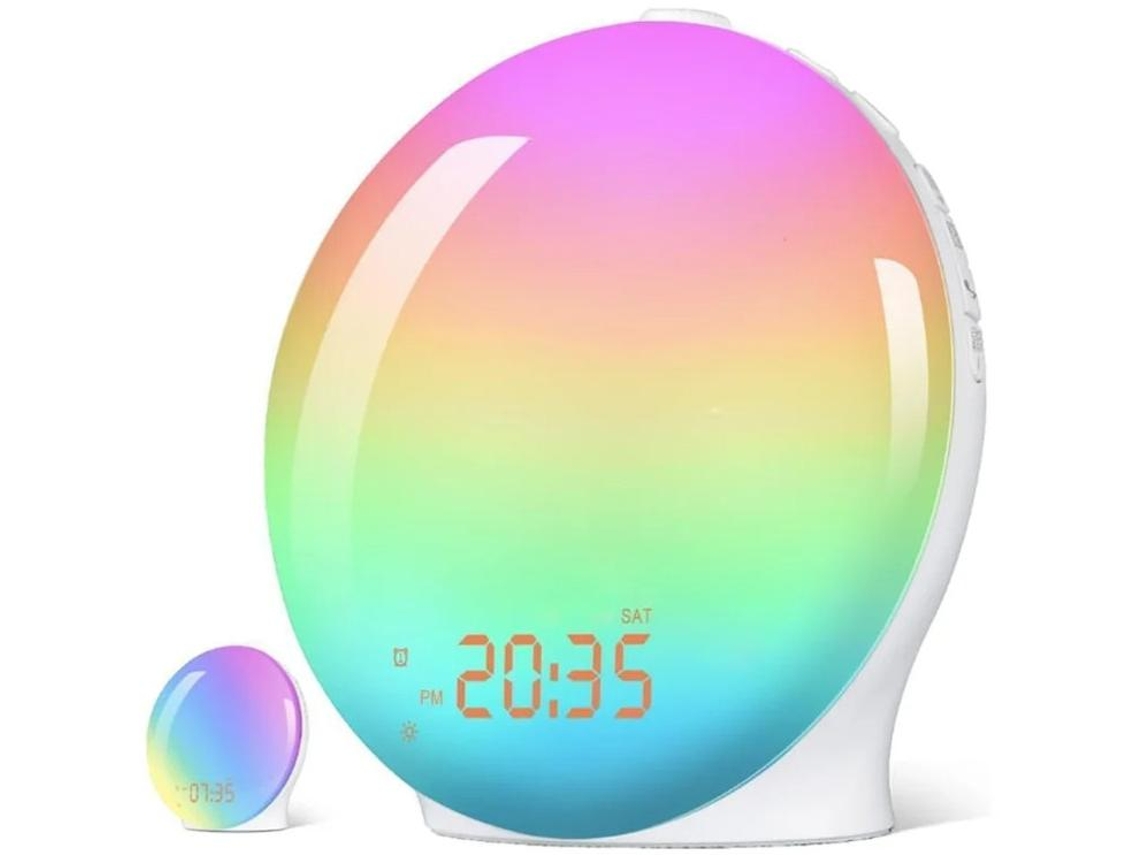 Despertador Com Luz De Despertar Despertador Digital Para Quartos Rádio Travessas Pesadas Adultos E Crianças 8 Sons Da Natureza Branco Yizhood