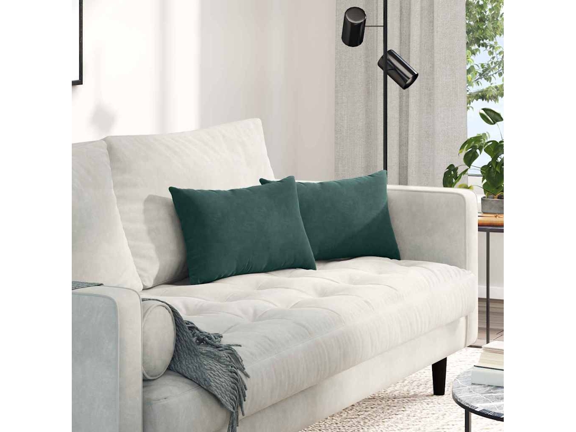Vidaxl Travesseiros De Sofá 2 Pcs Verde-escuro 50 X 30 Cm