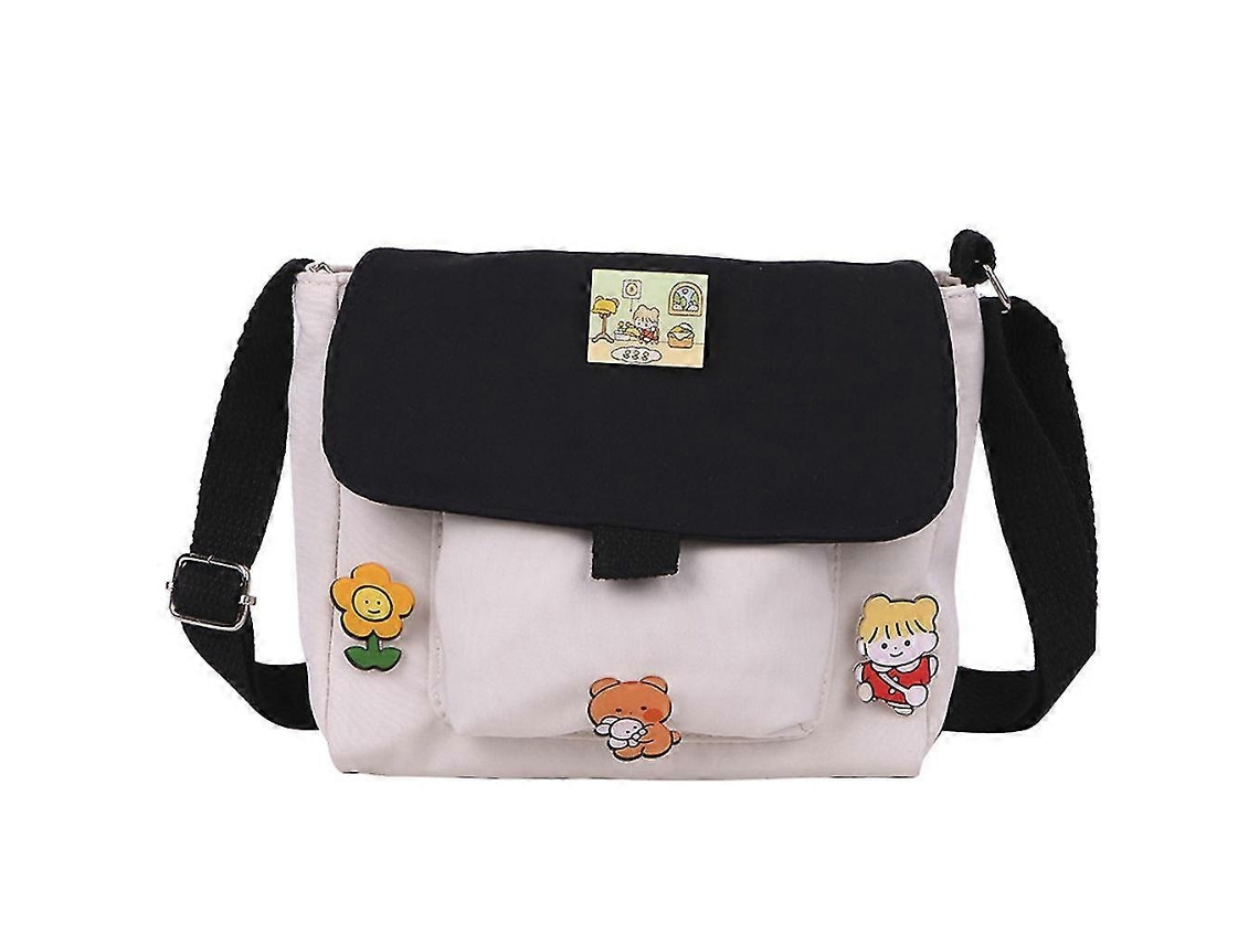 Bolsas De Compras Femininas, Bolsa De Lona Com Estampa Kawaii Fofa, Para Lazer, Para Compras Diárias, Transversal, Bolsa De Ombro, Nova, Preta