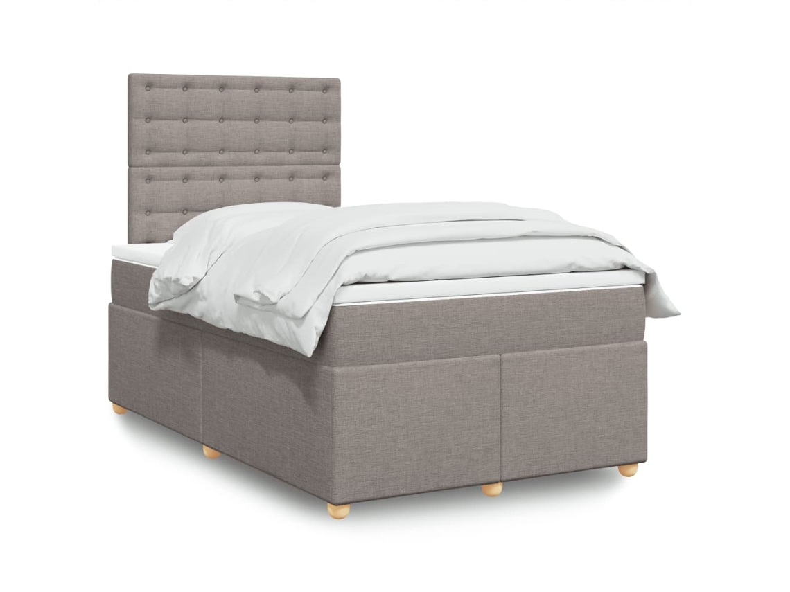 Vidaxl Cama Boxspring C/ Colchão 120x190cm Tecido Castanho-acinzentado