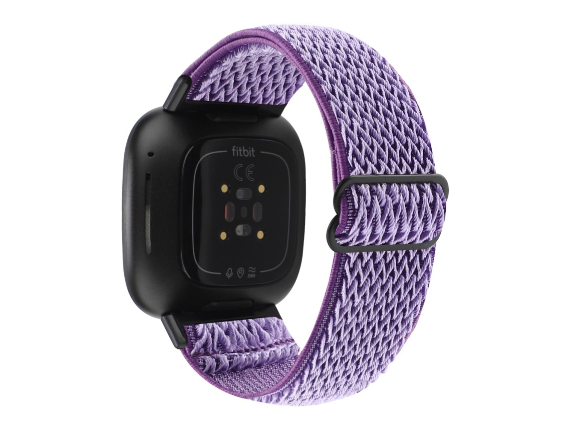 Bracelete de Nylon Ajustável Padrão de Onda para Fitbit Versa 3/Versa Sense Roxo